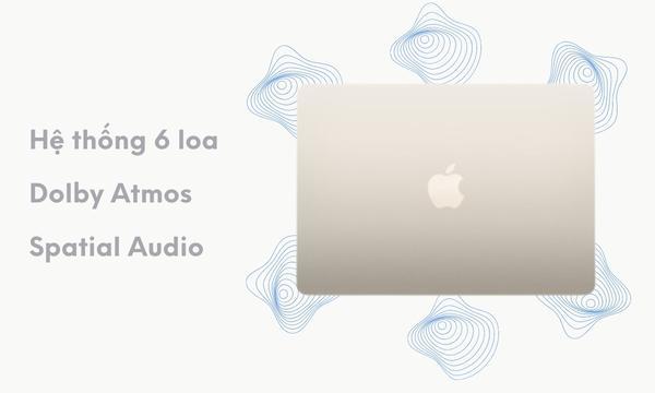 Laptop Macbook Air M2 2023 8GB/512GB/10 Core GPU MQKV3SA/A Vàng hệ thống 6 loa