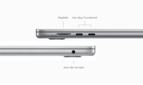 Laptop Macbook Air M2 2023 8GB/512GB/10 Core GPU MQKT3SA/A Bạc kết nối đa dạng