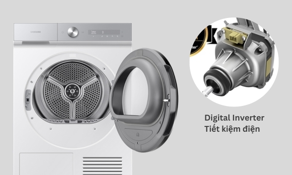 Máy sấy bơm nhiệt Samsung Inverter 9 kg DV90BB9440GHSV - Digital Inverter tiết kiệm điện