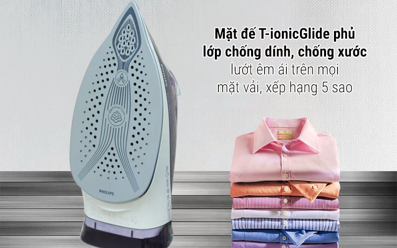 Mặt đế T-ionicGlide hiện đại, mang đến chất lượng cho chiếc bàn ủi hơi nước