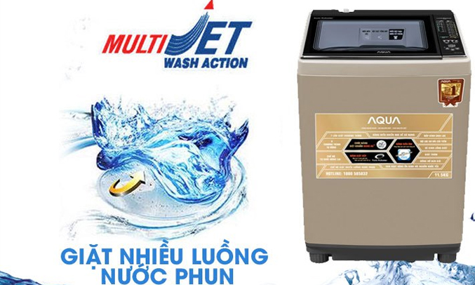 Máy giặt Aqua AQW-FW115AT(N) đánh bật mọi vết bẩn