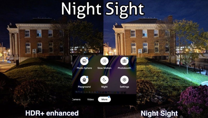 Bức ảnh 1 là tự điều chỉnh các thông số, còn bức ảnh 2 là chụp bằng chế độ ban đêm đã tự động chỉnh thông số 