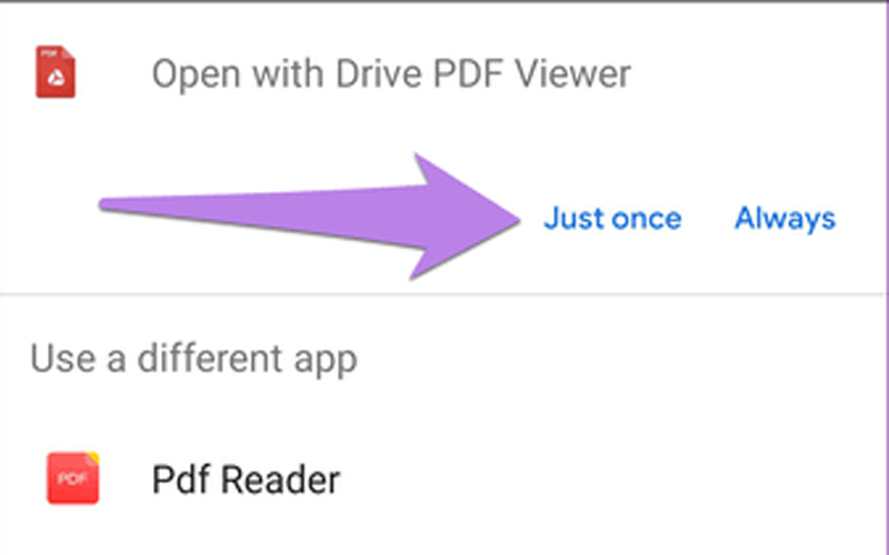 Chọn lại ứng dụng đọc file PDF của bạn và chọn Always nhé