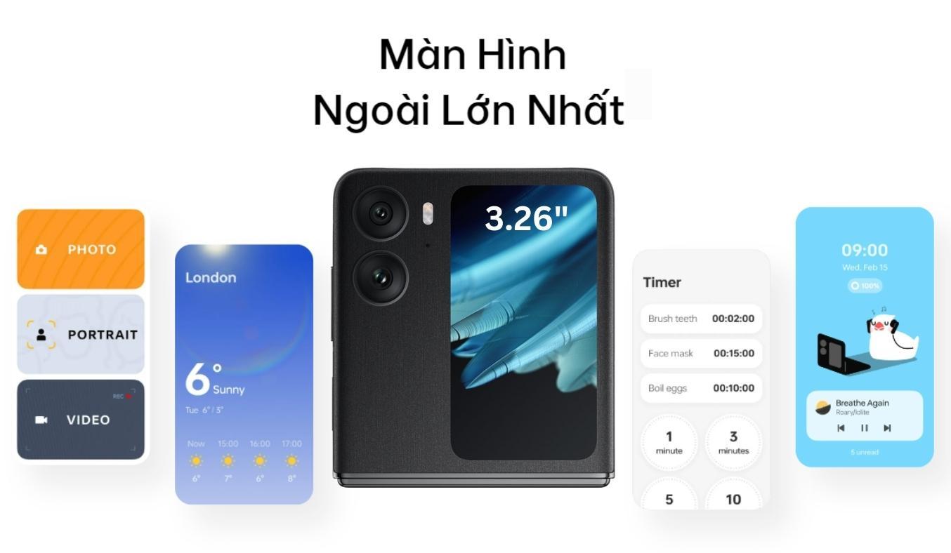 Điện thoại OPPO Find N2 Flip giá rẻ, màn hình ngoài lớn nhất